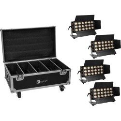 EUROLITE Set 4x LED CLS-18 QCL RGB/WW 18x7W + Flightcase mit Rollen (20001036)