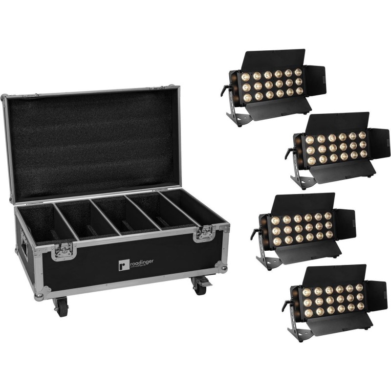 EUROLITE Set 4x LED CLS-18 QCL RGB/WW 18x7W + Flightcase mit Rollen (20001036)