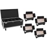 EUROLITE Set 4x AKKU Multiflood IP 18x10W RGBW Wash CRMX + Case mit Rollen (20001034)