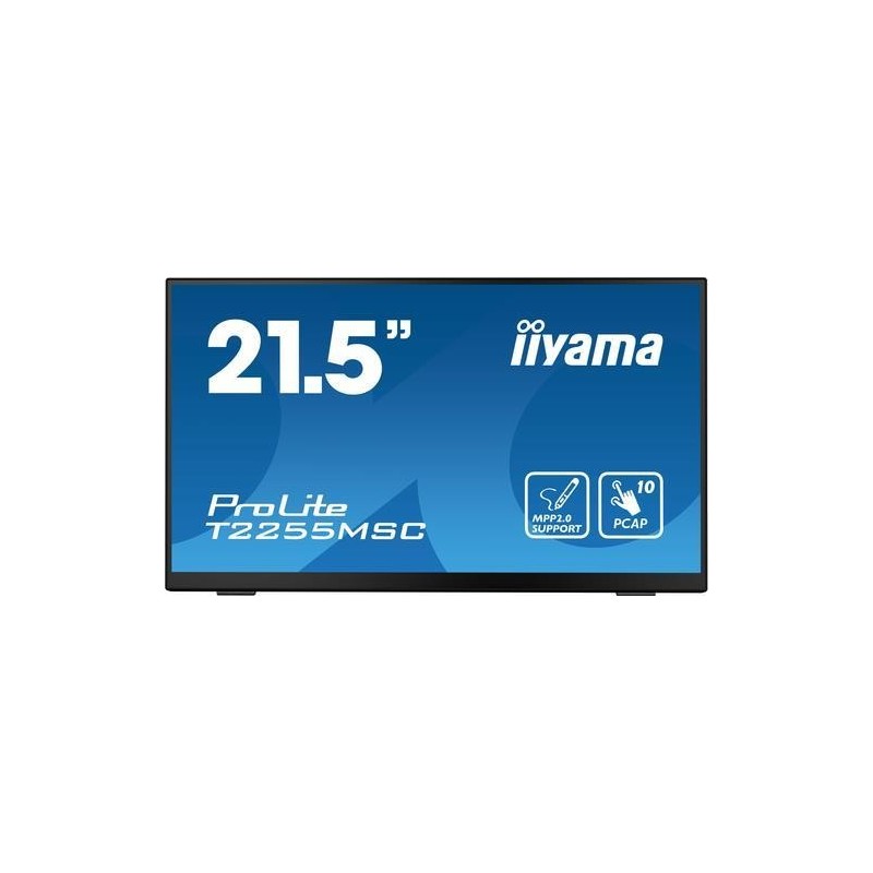 iiyama ProLite T2255MSC-B1, 54,6cm (21.5"), Projected Capacitive, 10 TP, Full HD, USB, Kit (USB), schwarz Touchmonitor (16:9),