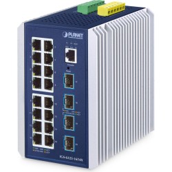 PLANET IP30 Industrial L3 16-Port Managed Gigabit Ethernet (10/100/1000) Aluminium - Blau (IGS-6325-16T4X)