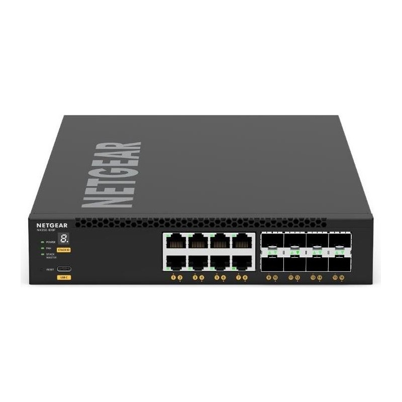 NETGEAR M4350 Series M4350-8X8F - Switch - L3 - managed - 8 x 10/100/1000/2,5G/5G/10GBase-T + 8 x 1 Gigabit / 10 Gigabit SFP+ -