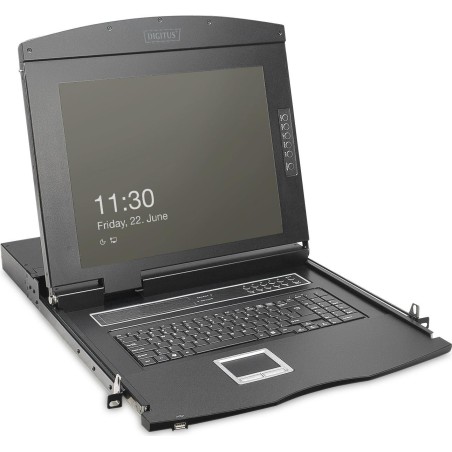Digitus 48,30cm (19") HD LCD KVM Konsole - 16-Port VGA - deutsche Tastatur - 48,3 cm (19") - 1920 x 1080 Pixel - 1000:1 - 16:9
