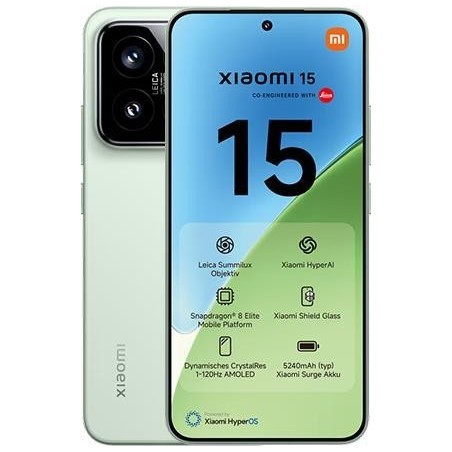 Xiaomi 15 512GB Grün 16,15cm (6,36") AMOLED Display, Android 15, 50MP Triple-Kamera  (MZB0ITWEU)