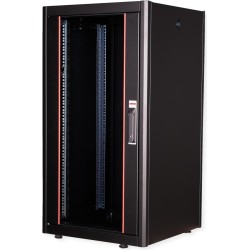 Roline Basic - Schrank Netzwerkschrank - Glas Tür - Jet Black, RAL 9005 - 22U - 48.3 cm (19") (26.21.0200)