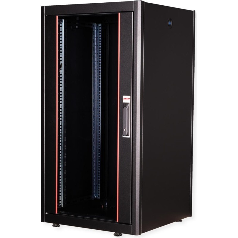 Roline Basic - Schrank Netzwerkschrank - Glas Tür - Jet Black, RAL 9005 - 22U - 48.3 cm (19") (26.21.0200)