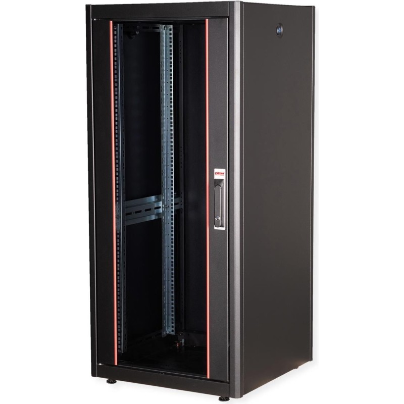 Roline Basic - Schrank Netzwerkschrank - Glas Tür - Jet Black, RAL 9005 - 26U - 48.3 cm (19") (26.21.0204)