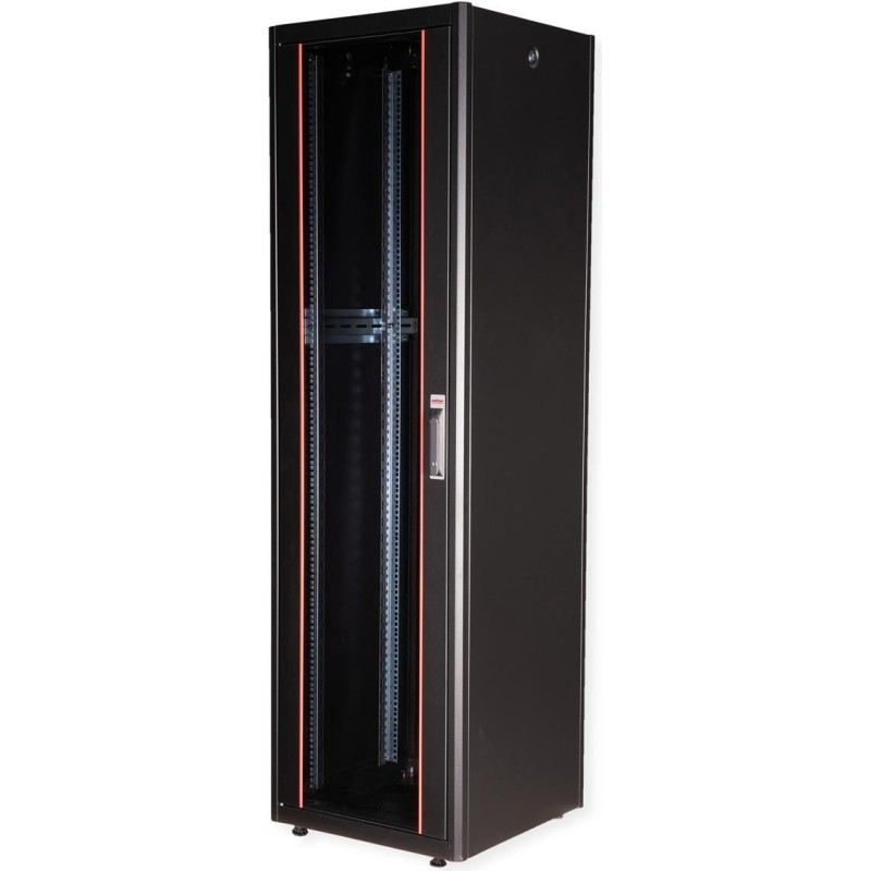 Roline Basic - Schrank Netzwerkschrank - Glas Tür - Jet Black, RAL 9005 - 42HE - 48.3 cm (19") (26.21.0211)