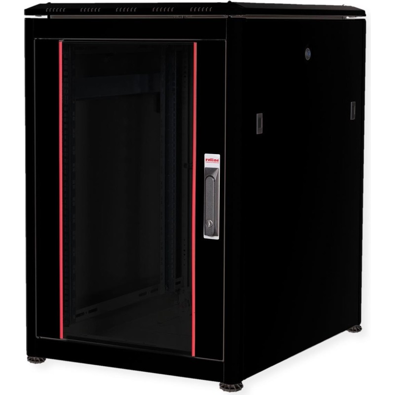 Roline Pro - Schrank Netzwerkschrank - mit Glastür, 600 x 800 mm (B x T) - Jet Black, RAL 9005 - 16U - 48.3 cm (19") (26.21.021