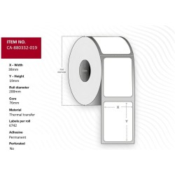 Capture Label 38 x 19mm, Core 76mm, Permanent, No perforation, 6742 labels per roll, 10 rolls per box (CA-880332-019)
