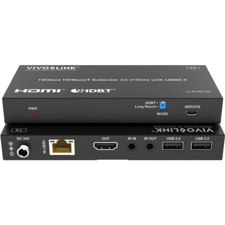 VivoLink HDBaseT KVM kit 150m with USB 2.0 - 18 Gbps (VLKVM150)