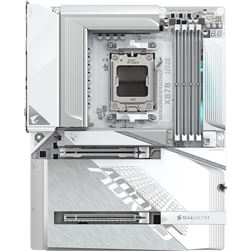 Gigabyte AORUS X870 STEALTH ICE - Motherboard - ATX - Socket AM5 - AMD X870 Chipsatz - USB-C 3.2 Gen 2x2, USB 3.2 Gen 2, USB 3.