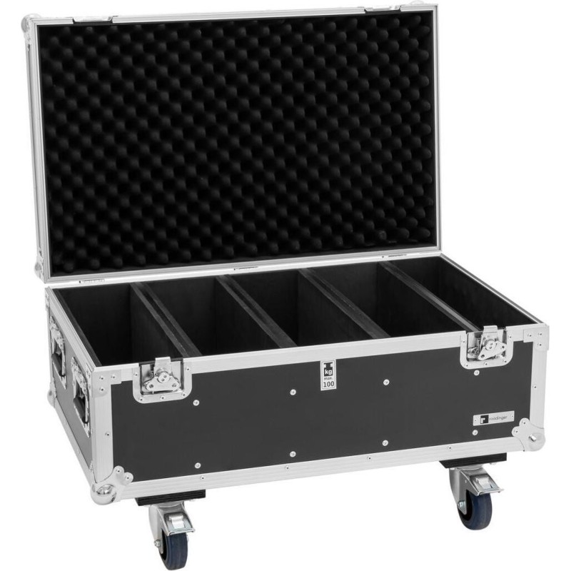 ROADINGER Flightcase 4x LED Strobe SMD PRO mit Lenkrollen 85x53x49 cm 100 kg Last
