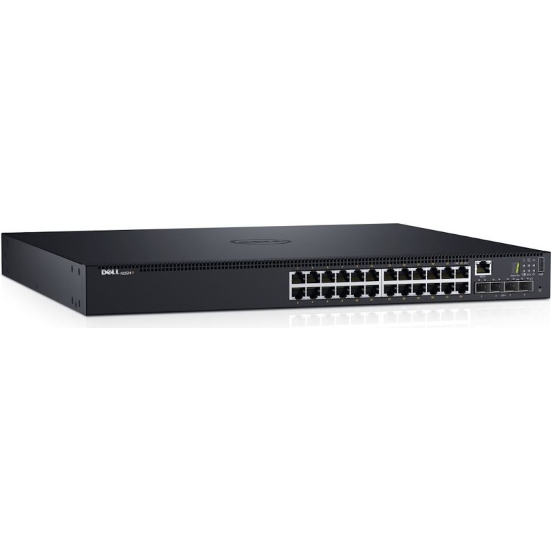 Dell Networking N1524P - Switch - L2+ - managed - 24 x 10/100/1000 + 4 x 10 Gigabit SFP+ - Luftstrom von vorne nach hinten - an
