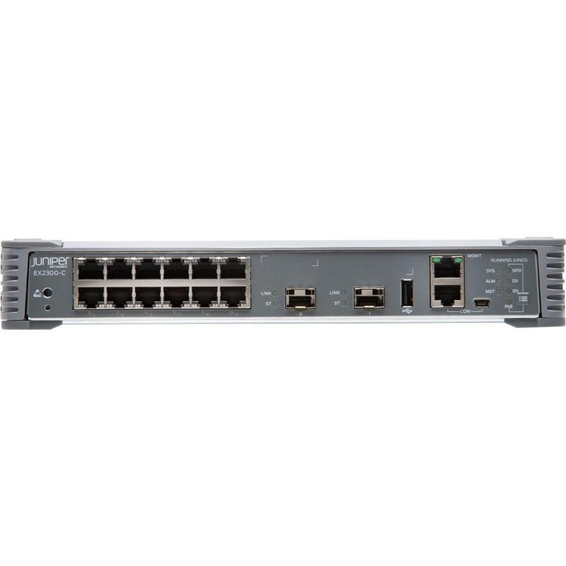 Juniper Networks EX Series EX2300-C-12T - Switch - L3 - managed - 12 x 10/100/1000 + 2 x Gigabit SFP / 10 Gigabit SFP+ - an Rac