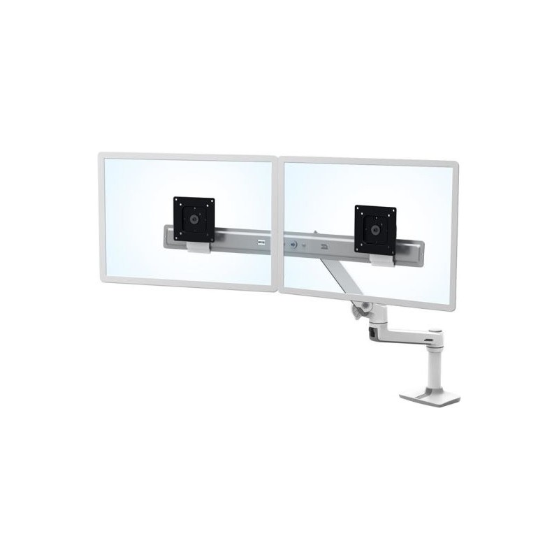 ERGOTRON LX Dual Direct Monitor Arm in Weiß - Monitor Tischhalterung mit patentierter CF-Technologie für 2 Bildschirme bis 68,6