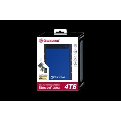 Transcend StoreJet 25H3 - Festplatte - 4 TB - extern (tragbar) - 2.5" (6.4 cm) - USB 3.1 Gen 1 - 256-Bit-AES - Marineblau