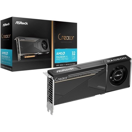 ASRock Radeon AI PRO R9700 Creator Grafikkarte 32GB GDDR6 4x DisplayPort PCIe 5.0 x16 (90-GA5XZZ-00UANF)