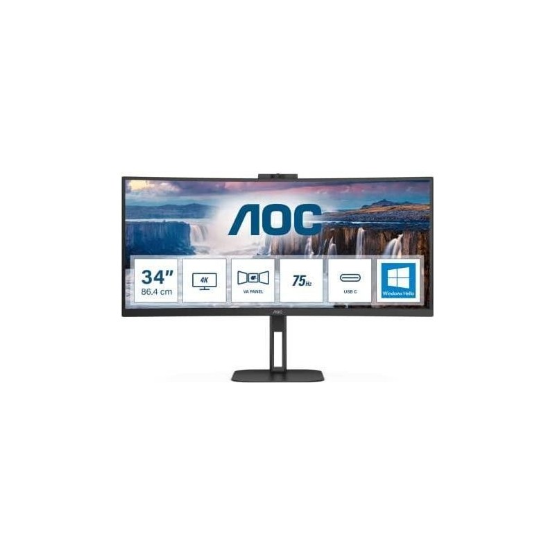 AOC Value-line CU34V5CW/BK 86,4 cm 86,40cm (34") Curved TFT Energieklasse G (CU34V5CW/BK)