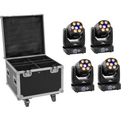EUROLITE Set 4x LED TMH-H90 + Case mit Rollen (20000929)