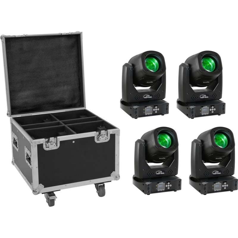 EUROLITE Set 4x LED TMH-B90 + Case mit Rollen (20000931)