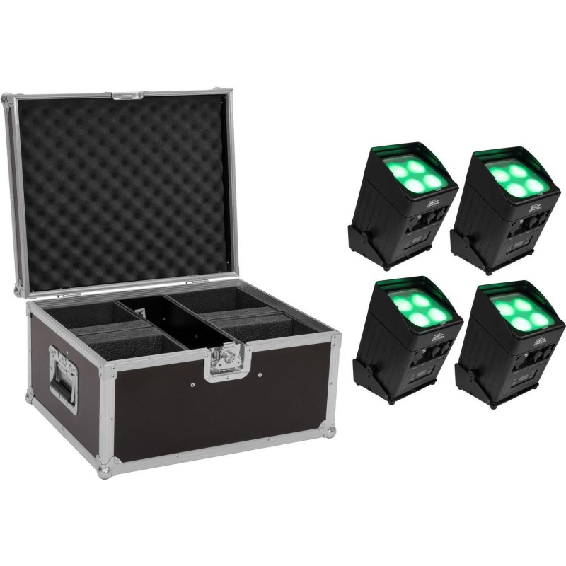 EUROLITE Set 4x AKKU UP-4 Entry QCL Spot QuickDMX + Case (20000936)