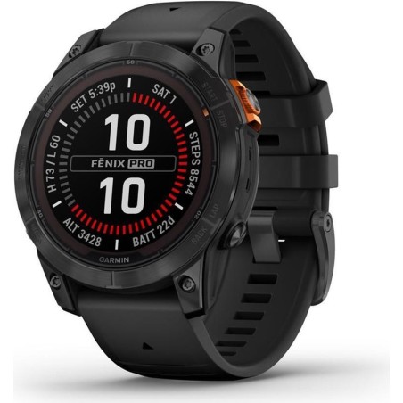 GARMIN fenix7 Pro Solar - GPS-Smartwatch (125 - 208 mm, Silikon, Schwarz/Schiefergrau) (010-02777-01)