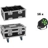 EUROLITE Set 16x LED Silent Par 6 QCL Floor sw + Case (20001002)