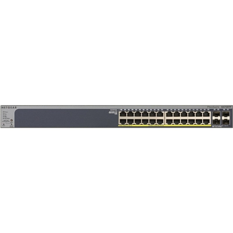 NETGEAR Smart GS728TP - Switch - L3 Lite - Smart - 16 x 10/100/1000 (PoE) + 8 x 10/100/1000 (PoE+) + 4 x SFP - an Rack montierb