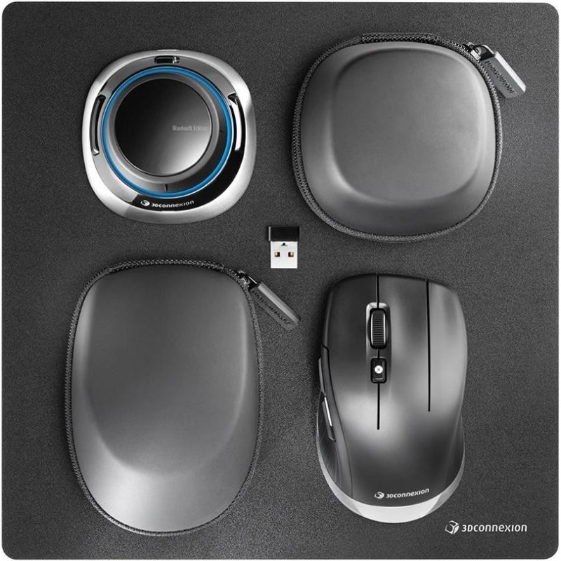 3Dconnexion SpaceMouse Wireless Kit 2 - 3D-Maus - ergonomisch - 2 Tasten - kabellos, kabelgebunden - 2,4 GHz (3DX-700136)