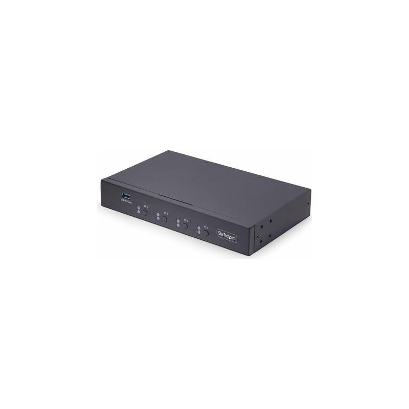 StarTech.com 4-Port KM Switch with Mouse Roaming, USB Switch for Keyboard/Mouse, 3.5mm and USB Audio, Peripheral Sharing for 4