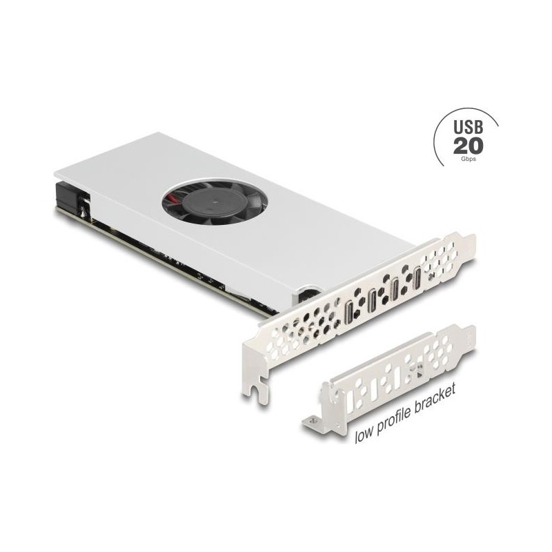Delock PCI Express x16 Karte zu 4 x USB 20 Gbps Type-C Quad Channel mit Lüfter und (90806)