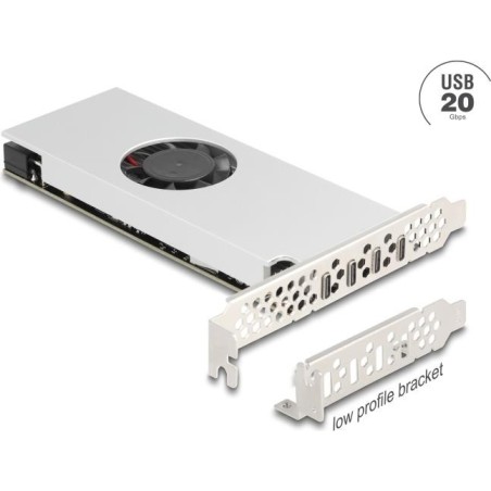 Delock PCI Express x16 Karte zu 4 x USB 20 Gbps Type-C Quad Channel mit Lüfter und (90806)