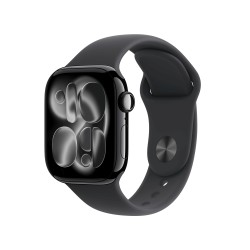 Apple Watch Series 11 GPS + Cellular 42mm Jet Black Aluminium Case with Black Sport Band - M/L (MF854ZR/A)