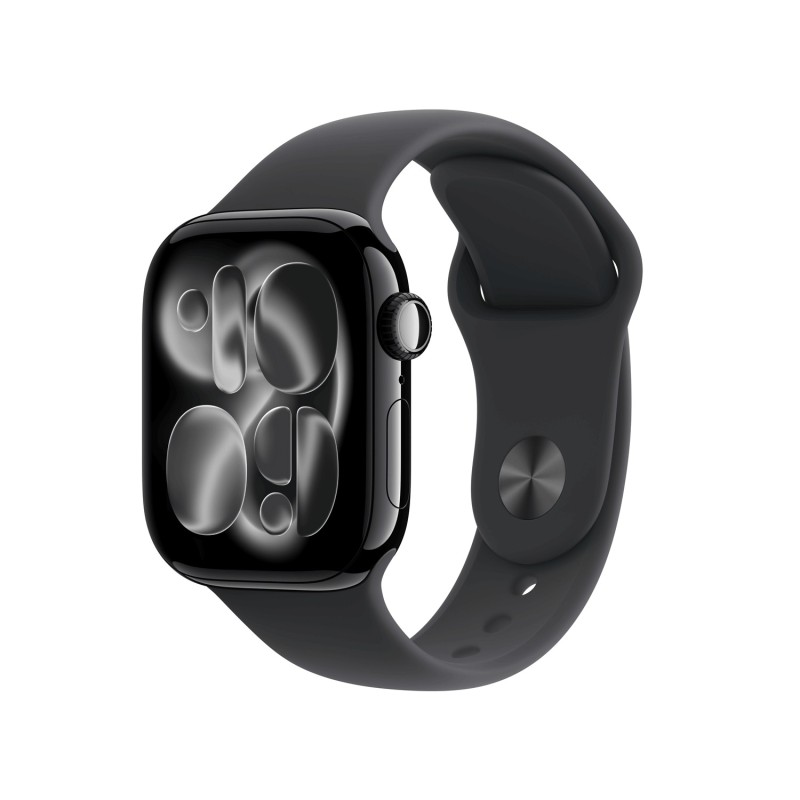 Apple Watch Series 11 GPS + Cellular 42mm Jet Black Aluminium Case with Black Sport Band - M/L (MF854ZR/A)