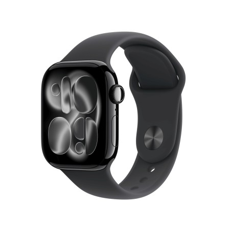 Apple Watch Series 11 GPS + Cellular 42mm Jet Black Aluminium Case with Black Sport Band - M/L (MF854ZR/A)