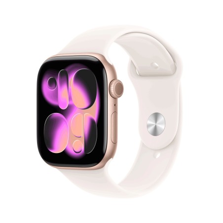 Apple Watch Series 11 GPS + Cellular 46mm Rose Gold Aluminium Case with Light Blush Sport Band - S/M (MFCG4ZR/A)