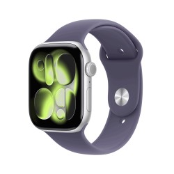 Apple Watch Series 11 GPS + Cellular 46mm Silver Aluminium Case with Purple Fog Sport Band - S/M (MFCP4ZR/A)