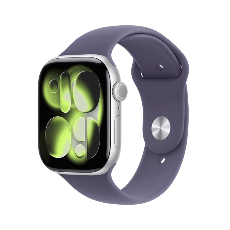 Apple Watch Series 11 GPS + Cellular 46mm Silver Aluminium Case with Purple Fog Sport Band - S/M (MFCP4ZR/A)