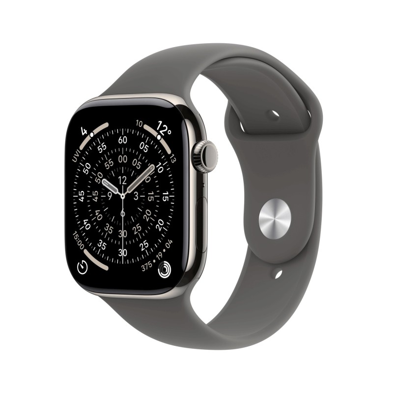 Apple Watch Series 11 GPS + Cellular 46mm Natural Titanium Case with Stone Grey Sport Band - S/M (MFCW4ZR/A)