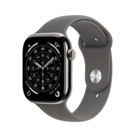 Apple Watch Series 11 GPS + Cellular 46mm Natural Titanium Case with Stone Grey Sport Band - S/M (MFCW4ZR/A)