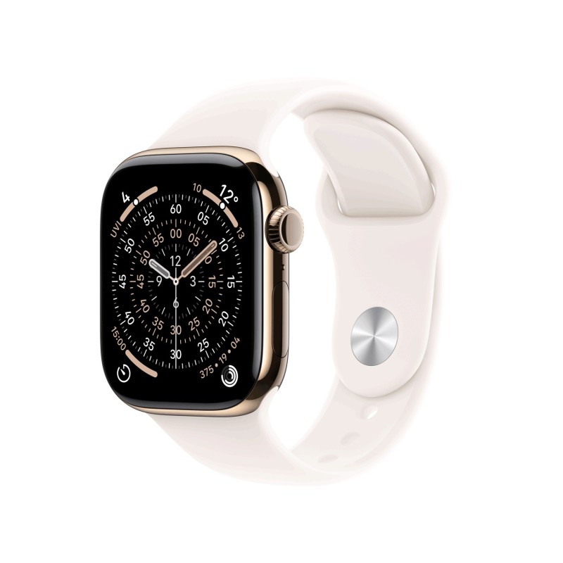 Apple Watch Series 11 GPS + Cellular 46mm Gold Titanium Case with Light Blush Sport Band - M/L (MFD64ZR/A)