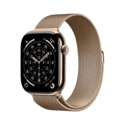 Apple Watch Series 11 GPS + Cellular 46mm Gold Titanium Case with Gold Milanese Loop - M/L (MFD84ZR/A)
