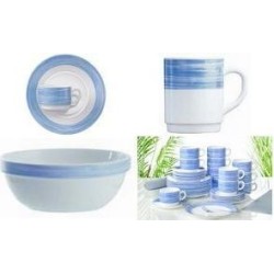 Esmeyer Arcoroc Kaffee-Untertasse BRUSH, 140 mm, blau/weiß aus Hartglas, spülmaschinengeeignet, Durchmesser: 140 mm - 6 Stück (