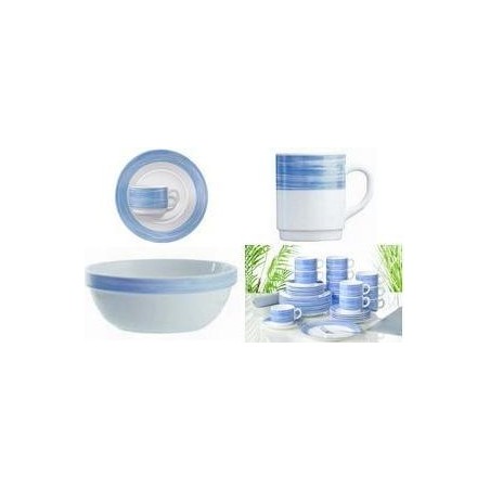 Esmeyer Arcoroc Kaffee-Untertasse BRUSH, 140 mm, blau/weiß aus Hartglas, spülmaschinengeeignet, Durchmesser: 140 mm - 6 Stück (