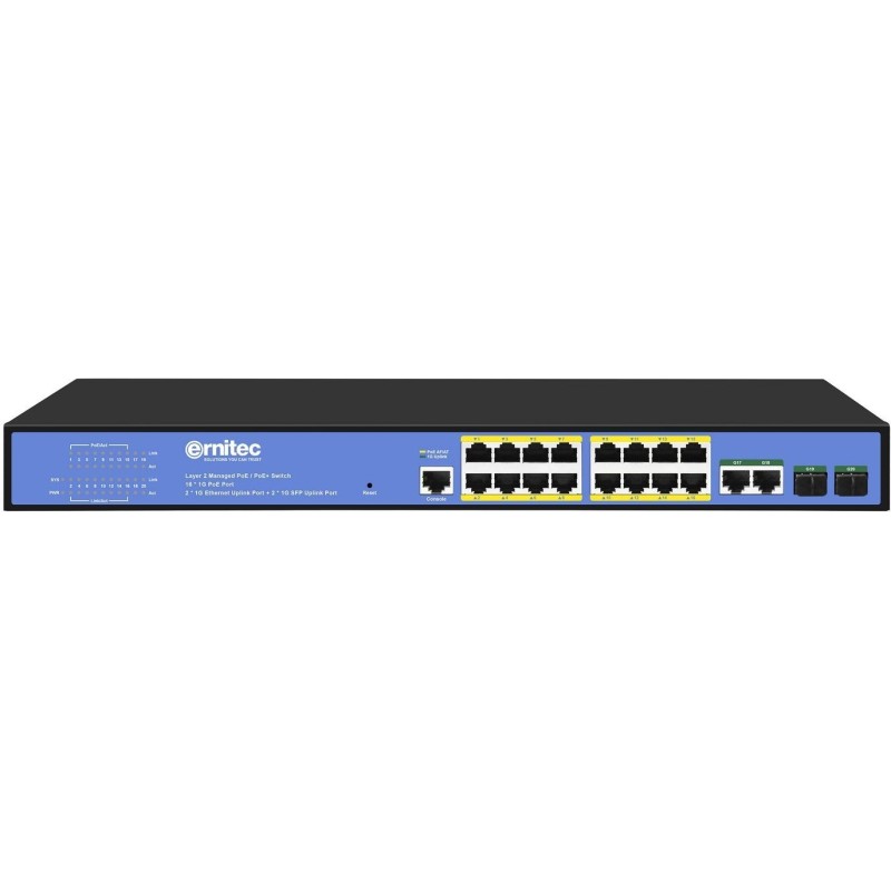 Ernitec Managed Layer 2+ Switch, 16 ports, 2 x Gigabit RJ45 ports (ELECTRA-M16-1GB-285W)