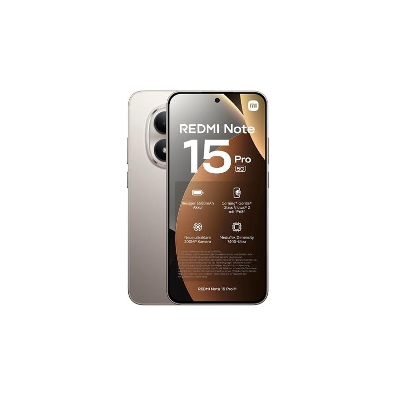 Xiaomi Smartphone Redmi Note 15 Pro 5G 256GB, 8GB RAM, 6,83" AMOLED, 200MP, Titan (MZB0LZLEU)