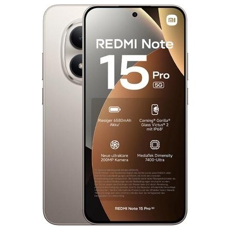 Xiaomi Smartphone Redmi Note 15 Pro 5G 256GB, 8GB RAM, 6,83" AMOLED, 200MP, Titan (MZB0LZLEU)
