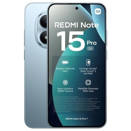 Xiaomi Redmi Note 15 Pro 5G Smartphone - 256GB, 8GB RAM, 6.83" AMOLED, Glacier Blue