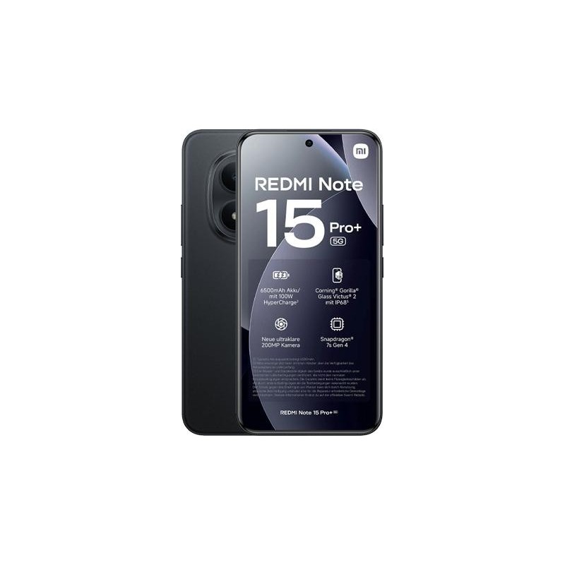 Xiaomi Redmi Note 15 Pro+ 5G Smartphone, 256GB, 8GB RAM, 6.83" AMOLED, Midnight Black
